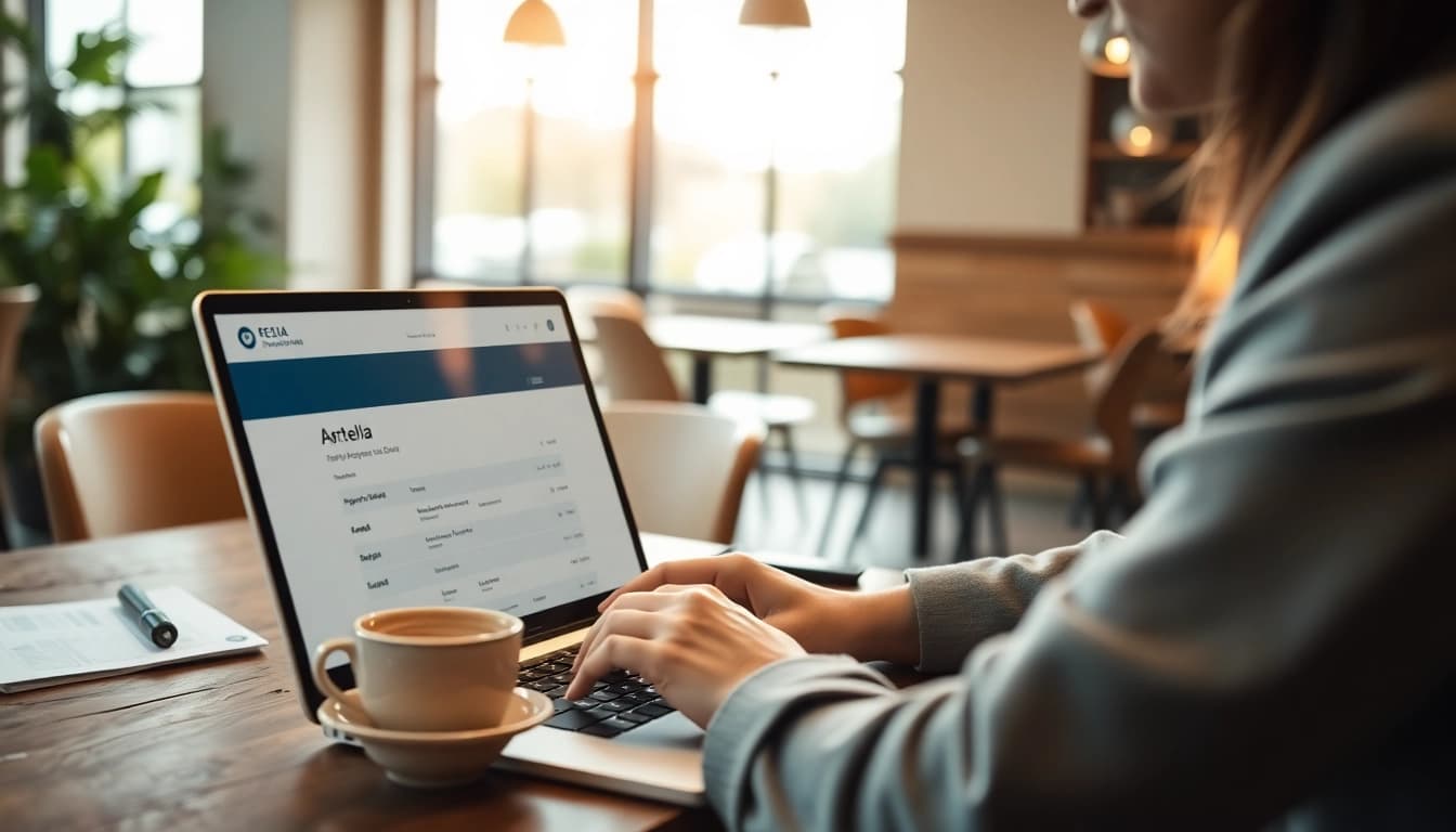 Applying for the eta application uk while working in a cozy café environment.