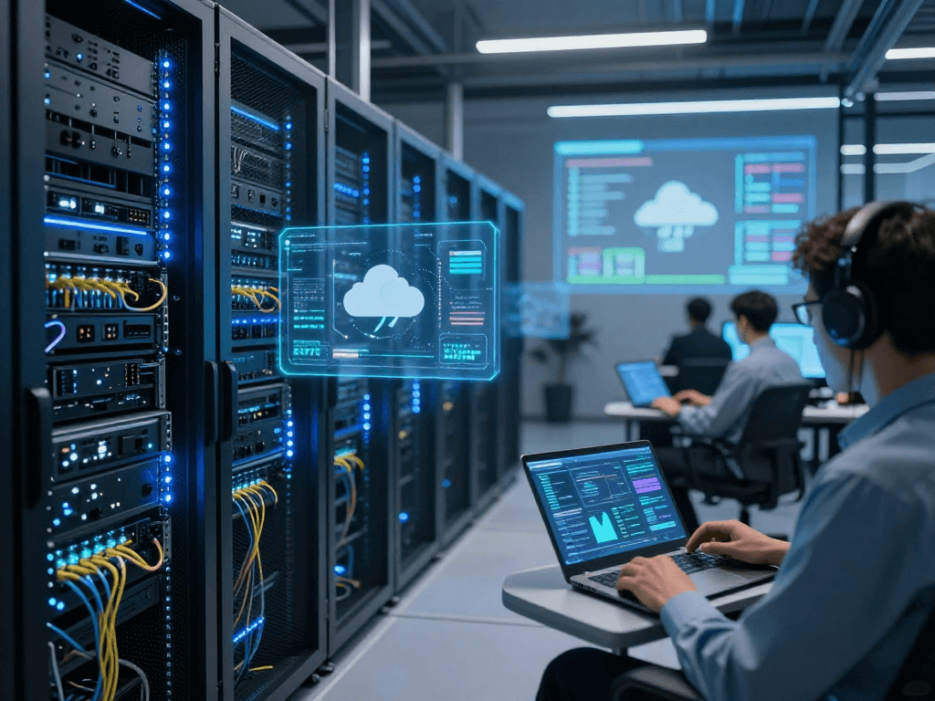 IPTV subscription reseller offerings integrated with cloud computing and cybersecurity technologies in a modern data centre environment.
