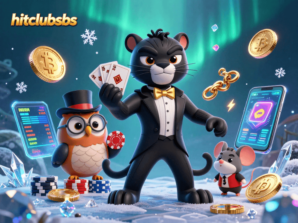 Engage in thrilling gameplay with hitclubsbs featuring card-dealing panther, poker owl, and lucky mouse!