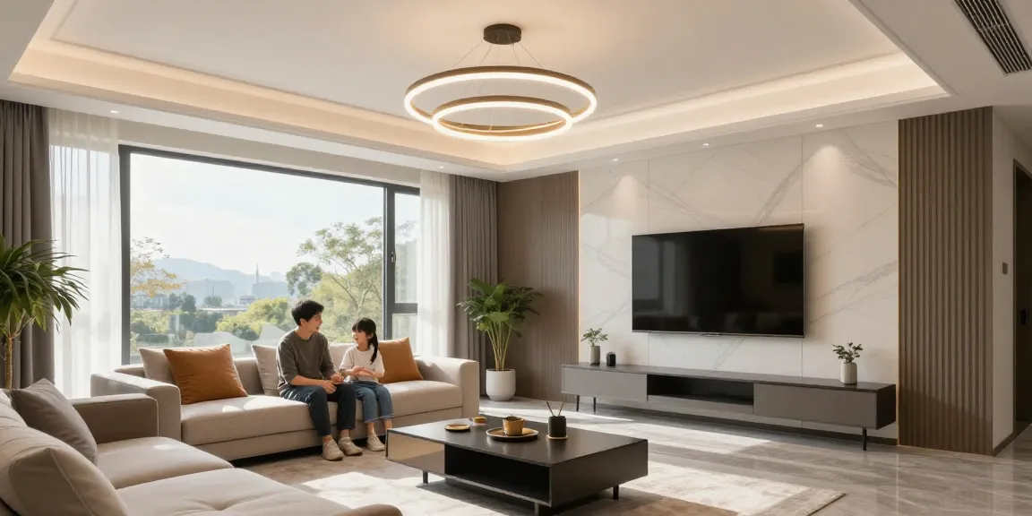 Iluminare eficientă și elegantă cu lustre LED în sufragerie, atmosferă prietenoasă