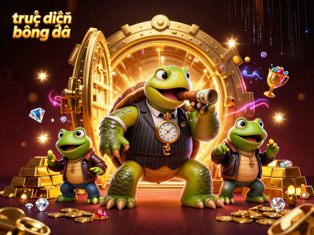 Watch trực tiếp bóng đá with the massive snapping turtle and bullfrog enforcers in an engaging casino scene