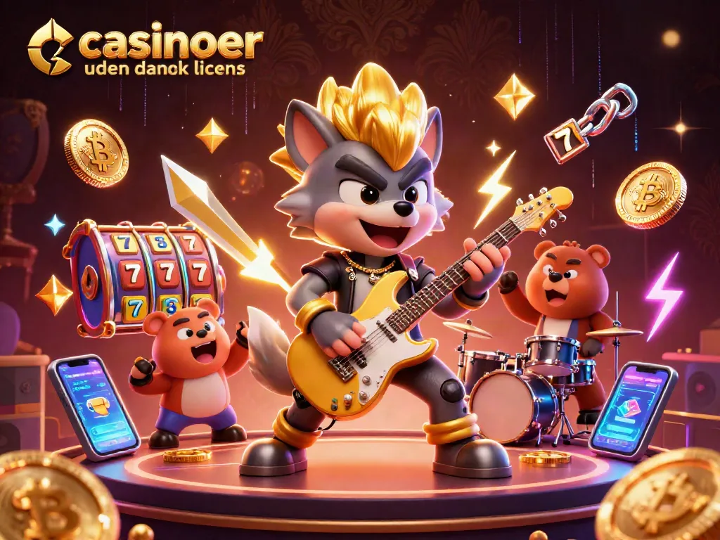 Engage in thrilling gameplay at casinoer uden dansk licens with vibrant characters and slot reels.