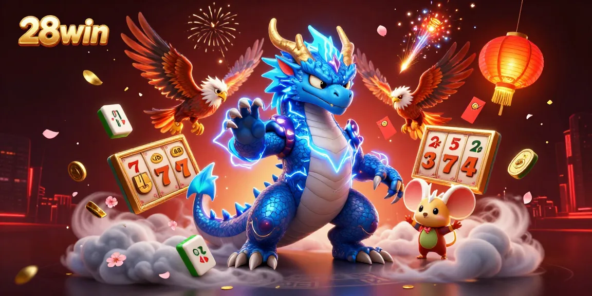 Experience thrilling gameplay with 28win, featuring dynamic slot elements and vibrant casino imagery.