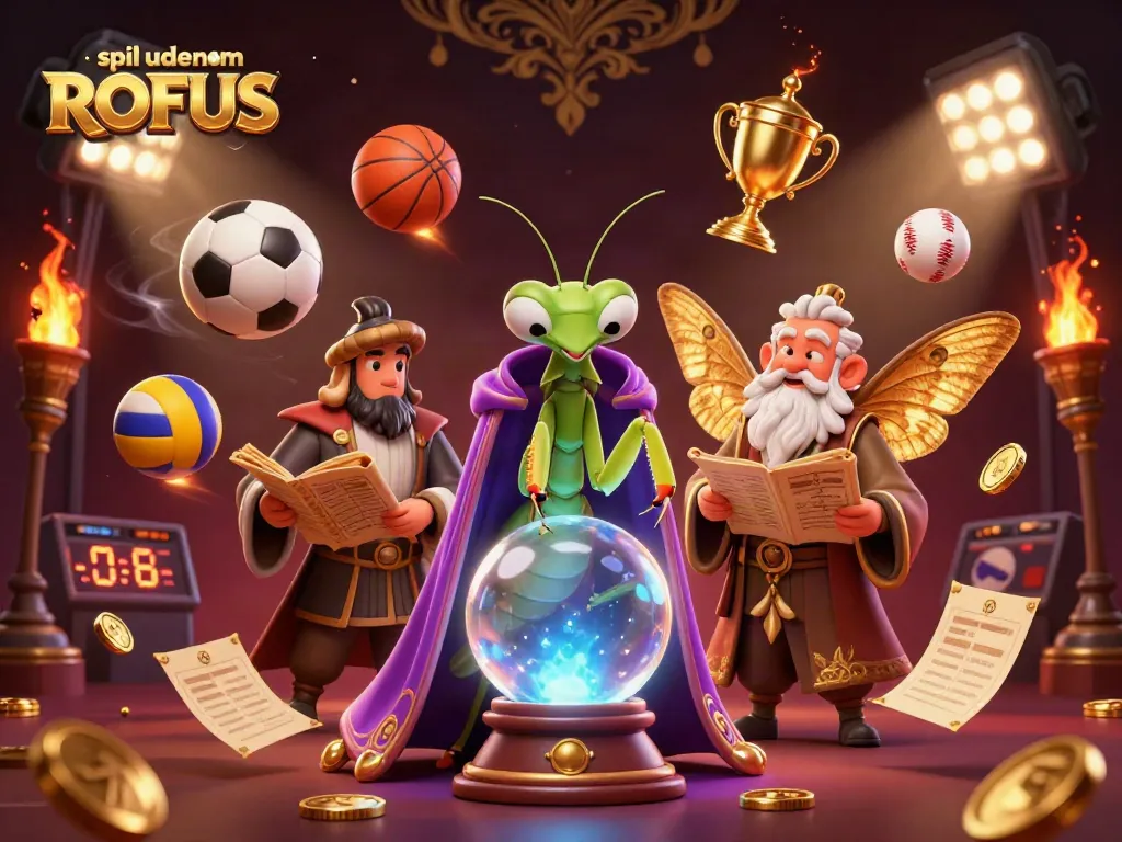 Engage in spil uden om ROFUS with energetic 3D characters in a dynamic casino scene.