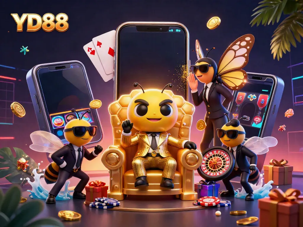 Engage in thrilling gambling action at YD88 with a vibrant casino-themed 3D illustration.