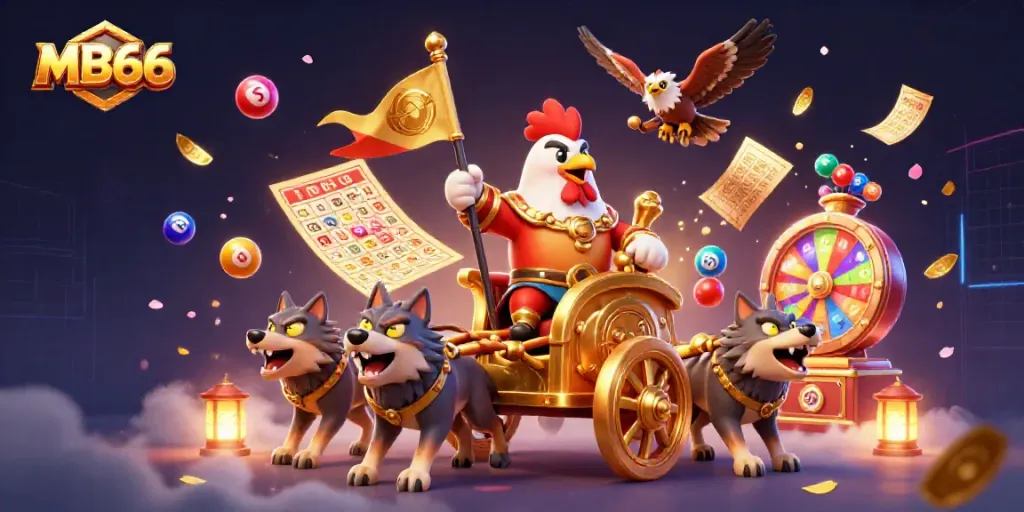 Experience financial excitement with MB66 in a vibrant, animated casino scene.