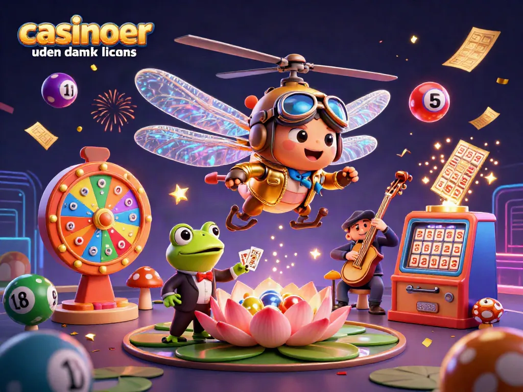 Experience lively gaming at casinoer uden dansk licens with a dragonfly pilot and vibrant casino elements.
