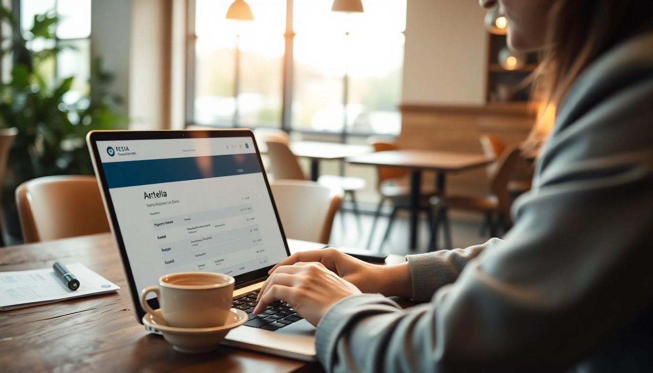 Applying for the eta application uk while working in a cozy café environment.