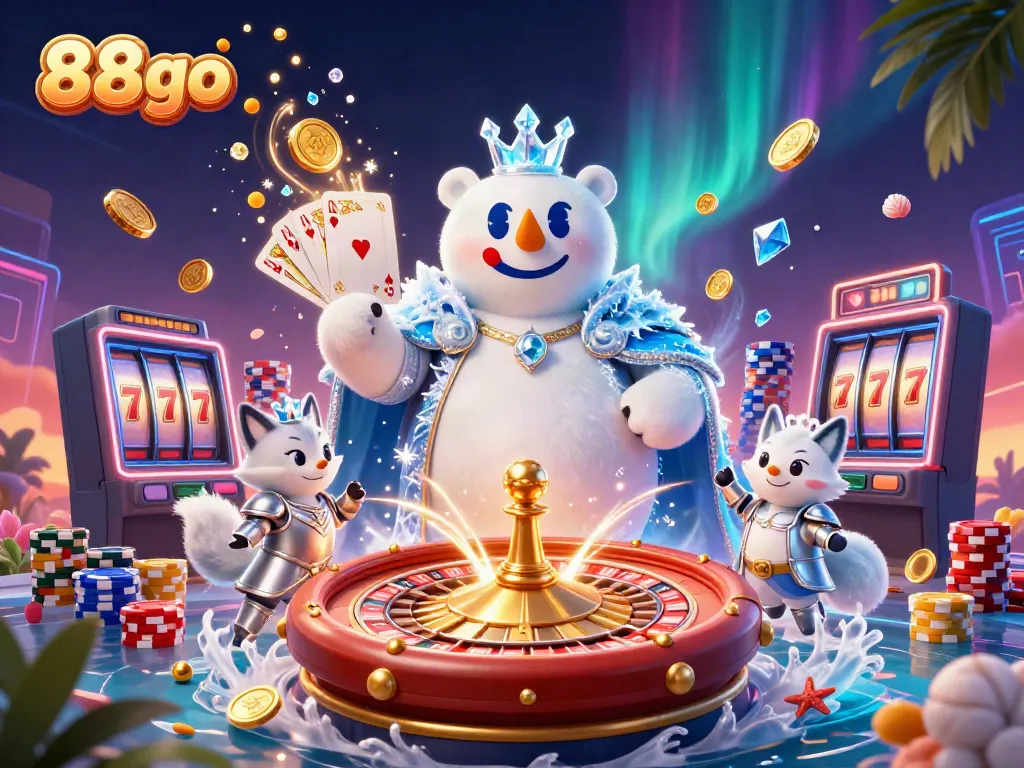 Experience thrilling casino action as 88go unveils a magical scene with cascading coins and royal characters.