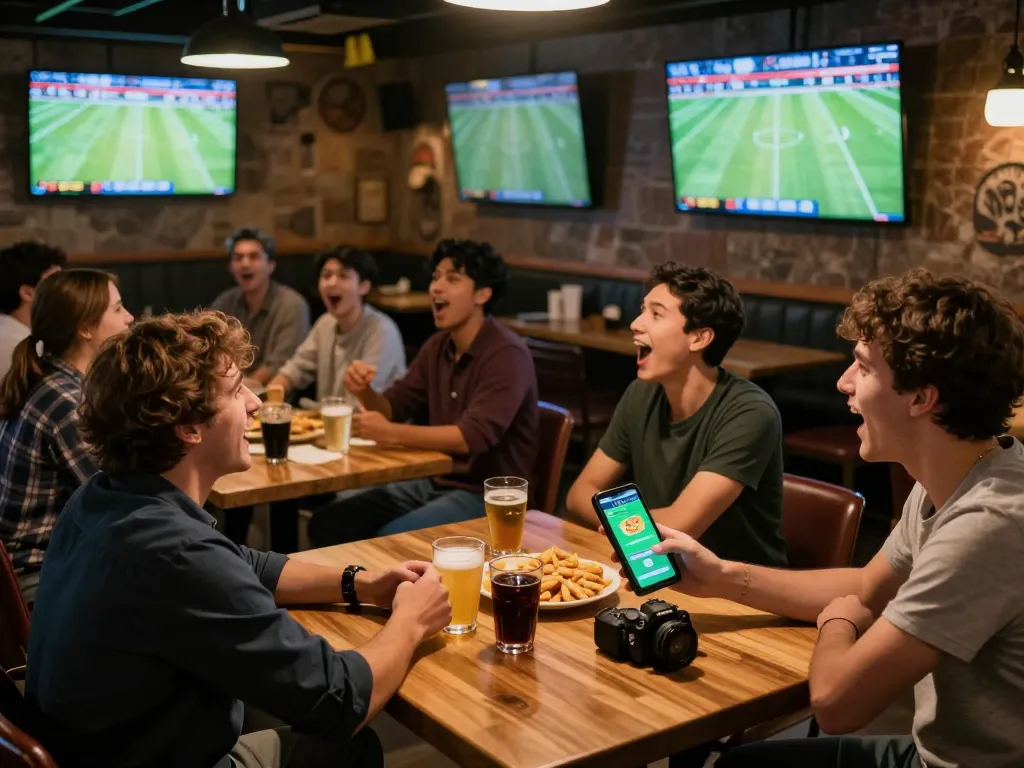 Socolive sports betting excitement with patrons engaging in live matches and mobile betting.