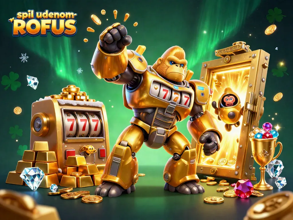 Spin and win at spil uden om ROFUS with a vibrant 3D illustration featuring dynamic casino elements.